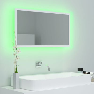 vidaXL LED Bathroom Mirror White 31.5"x3.3"x14.6" Chipboard