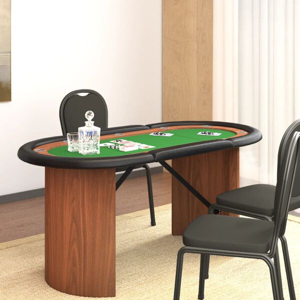 vidaXL Poker Table Green Engineered wood Medium Cup Holders