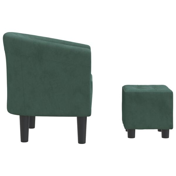 vidaXL Tub Chair Dark Green Velvet, Pinewood, Plywood, Foam Compact