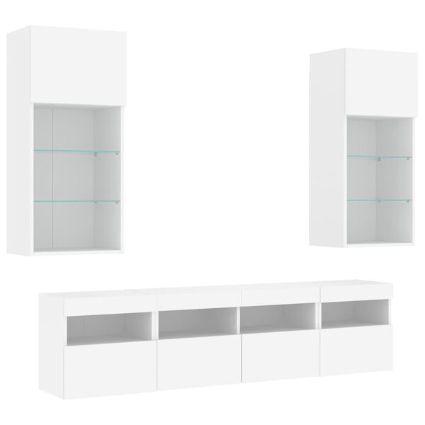 vidaXL 5 Piece TV Wall Units with LED White Engineered Wood