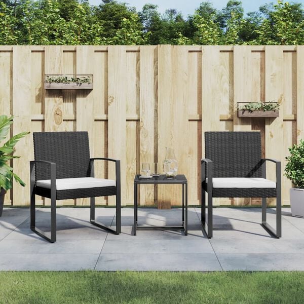 vidaXL Garden Dining Set Black PP Rattan Standard Modular