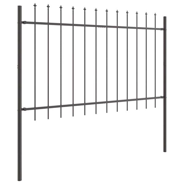 vidaXL Garden Fence 7 pcs Grey 39.04 x 3.28 ft Powder-coated Steel