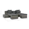 vidaXL Sofa Set Grey PE Rattan Medium Modular 4-Piece Garden Sofa Set