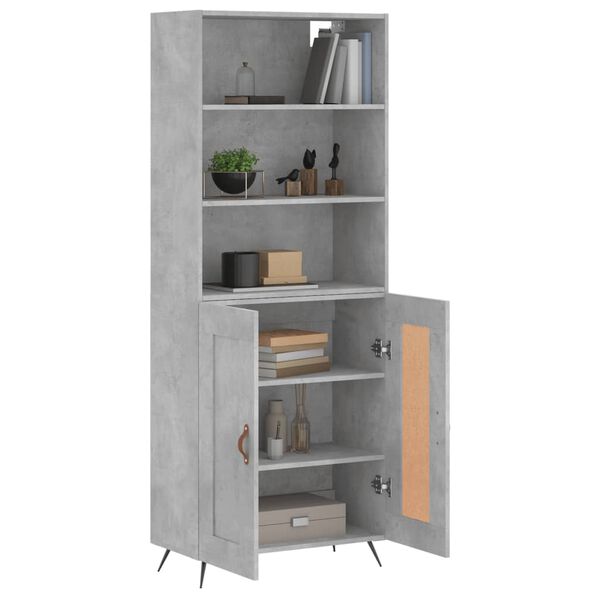 vidaXL Highboard Concrete grey Engineered wood and metal Large Highboard