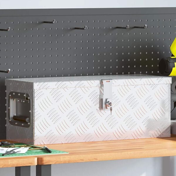 vidaXL Storage Box Silver 23.6"x9.3"x9.1" Aluminum