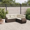 vidaXL Garden Sofa Set Brown PE Rattan 5 Piece Set Modular