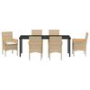 vidaXL Garden Dining Set with Cushion 7 pcs Beige Poly Rattan