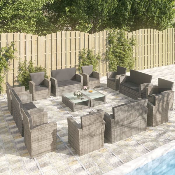 vidaXL Garden Lounge Set Grey Powder-coated steel Large Removable Covers