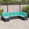 vidaXL Garden Sofa Set with Cushion 8 pcs Black Poly rattan