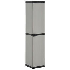 vidaXL Garden Storage Cabinet Grey and Black PVC, Polypropylene Medium