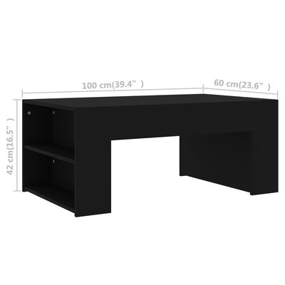 vidaXL Coffee Table Black 39.4"x23.6"x16.5" Engineered Wood