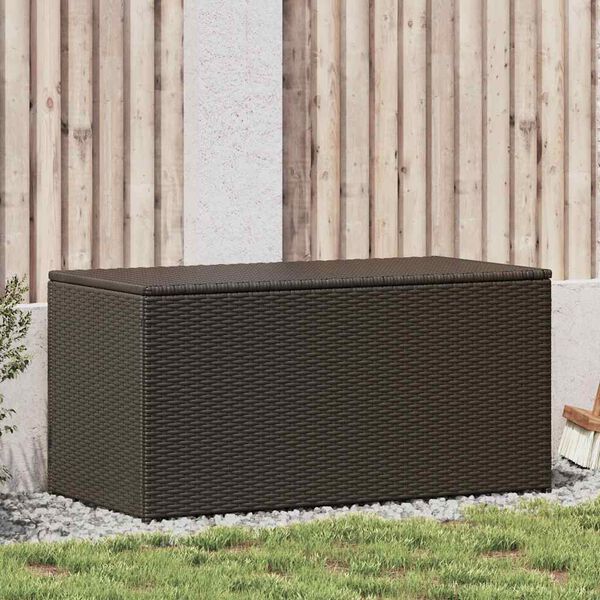vidaXL Outdoor Storage Box Brown Polyethylene rattan, Powder-coated steel