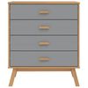vidaXL Drawer Cabinet Grey and brown Solid pine wood with a wax finish