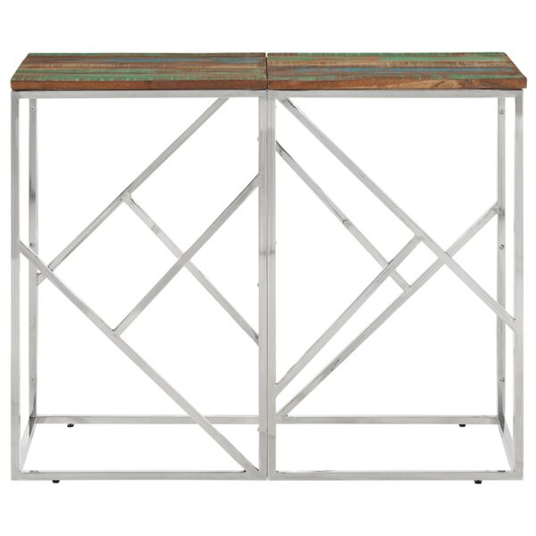 vidaXL Console Table Silver, Varies Stainless steel, Solid reclaimed wood
