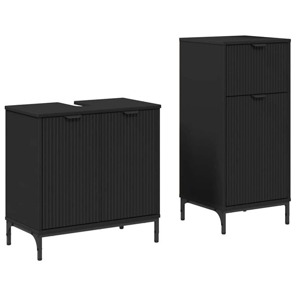 vidaXL Bathroom Furniture Set with Drawer 2 pcs Black Engineered wood