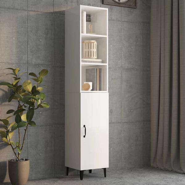 vidaXL Wall Cabinet High Gloss White Engineered Wood Medium Wall Cabinet