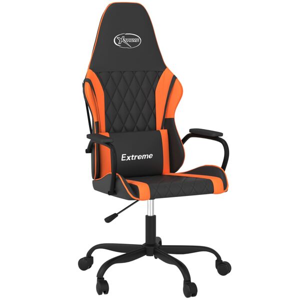 vidaXL Gaming Chair Black and Orange Faux Leather
