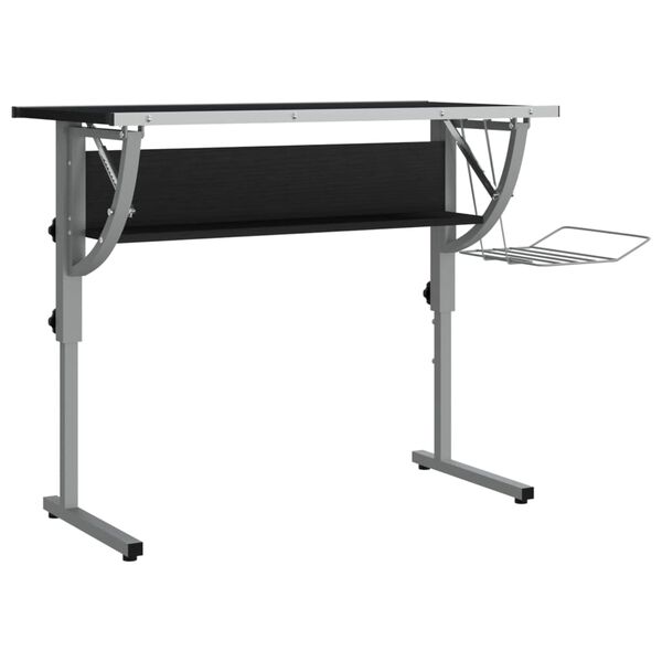 vidaXL Craft Desk Black and Grey Engineered Wood, Powder-Coated Steel