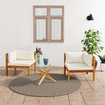 vidaXL Corner Sofas 2 pcs with Cream White Cushions Solid Acacia Wood