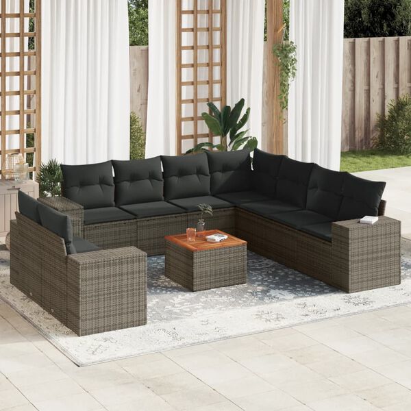 vidaXL Garden Sofa Set Grey PE rattan Large Modular Garden Sofa Set