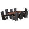 vidaXL Dining Set Black and acacia wood with cream cushions