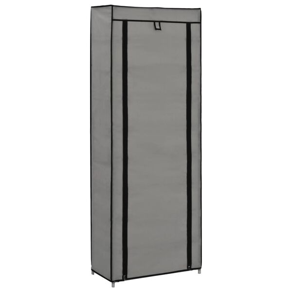 vidaXL Shoe Cabinet Gray Powder-coated tubes and non-woven fabric Medium
