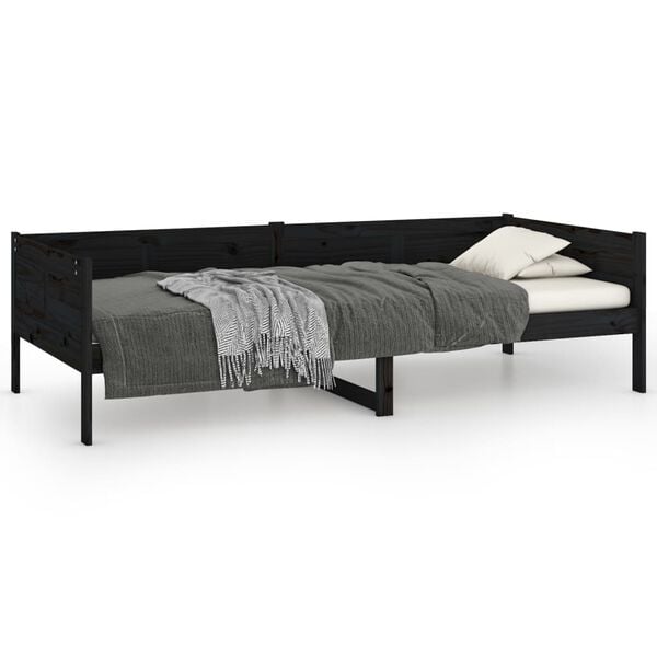 vidaXL Day Bed Black Solid Pine Wood Twin