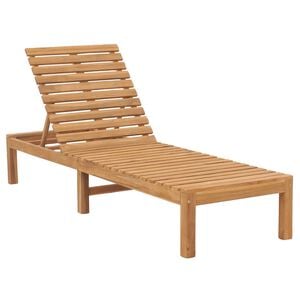 vidaXL Sun Lounger Teak Solid Teak Wood Standard Adjustable Armrests