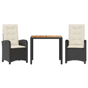 vidaXL Patio Dining Set Set of 8 Black and Cream