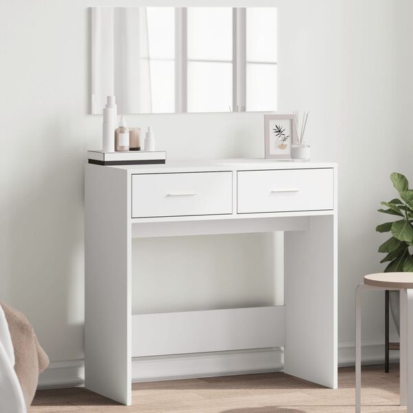 vidaXL Dressing Table White Engineered wood, glass Medium Dressing Table