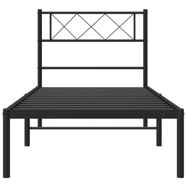 vidaXL Metal Bed Frame Black Powder-Coated Steel Twin Metal Bed Frame