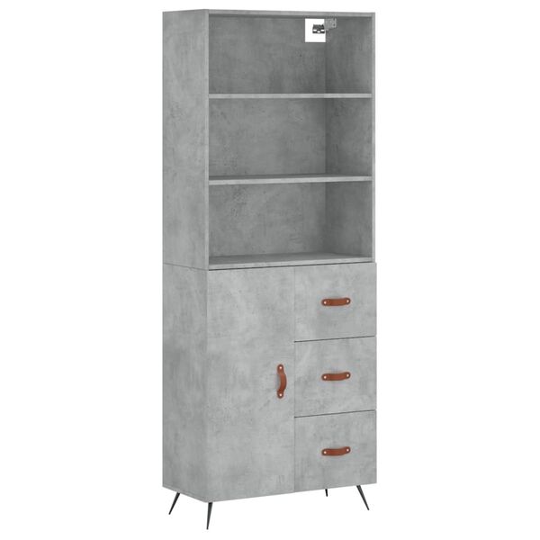vidaXL Highboard Concrete Grey Engineered wood, iron Medium Highboard
