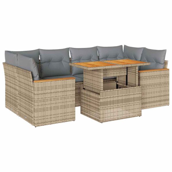 vidaXL Garden Sofa Set Beige PE Rattan 6 Piece Set Modular