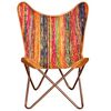 vidaXL Armchair Multicolor Chindi Fabric, Leather, Powder-Coated Iron