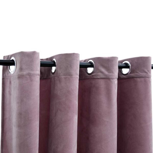vidaXL Blackout Curtains with Rings 2 pcs Velvet Antique Pink 55.1x88.6"