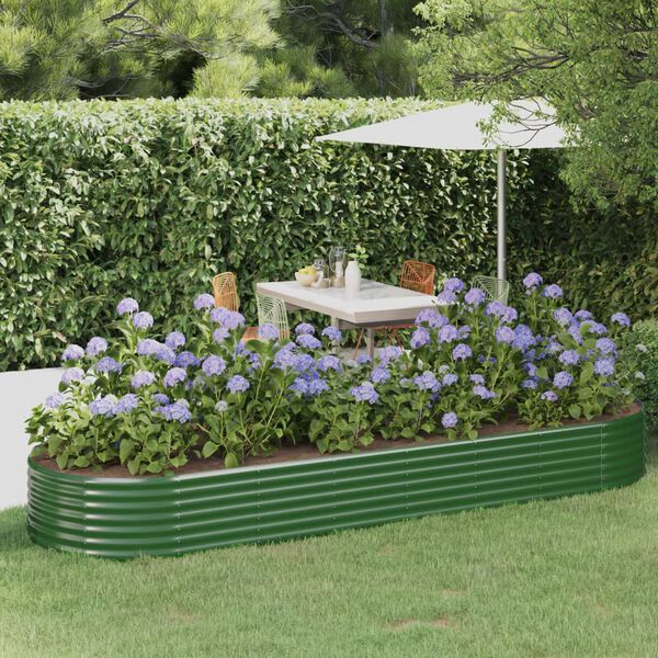 vidaXL Garden Raised Bed Green Powder-coated steel Large Tough