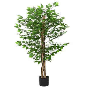 vidaXL Artificial Ficus Plant Green PEVA, Mixed Hardwood, Polyethylene