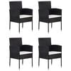vidaXL Dining Set Black Acacia Wood, PE Rattan, Powder-Coated Steel Medium