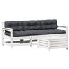 vidaXL 4 Piece Patio Lounge Set with Cushions White Solid Wood Pine