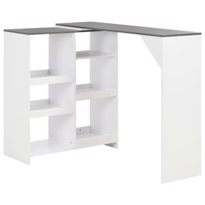 vidaXL Bar Table White with grey top Engineered wood Compact Bar Table
