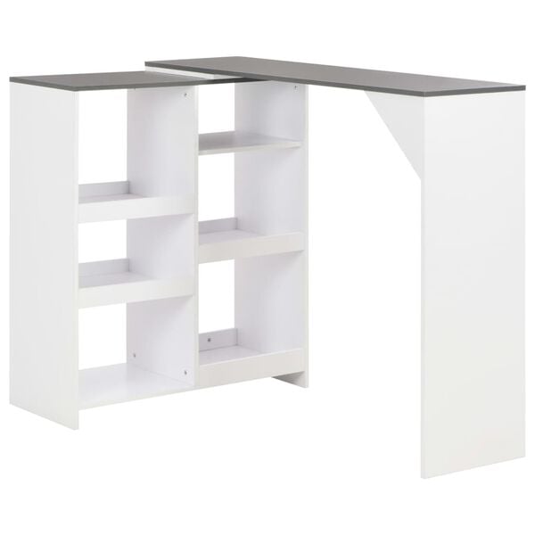 vidaXL Bar Table White with grey top Engineered wood Compact Bar Table