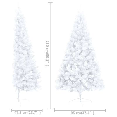 vidaXL Artificial Half Pre-lit Christmas Tree with Ball Set White 59.1"