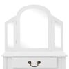 vidaXL Dressing Table with Stool White 25.6x14.2x50.4" Paulownia Wood MDF