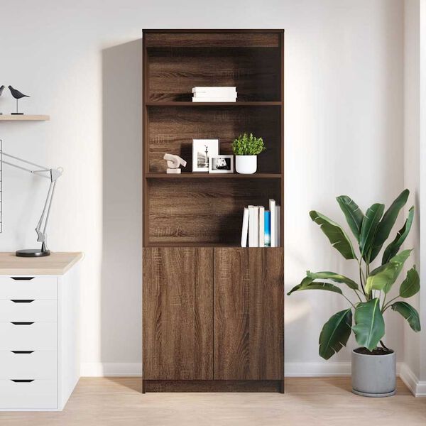 vidaXL Highboard Brown Oak Engineered Wood Tall Highboard Rectangular