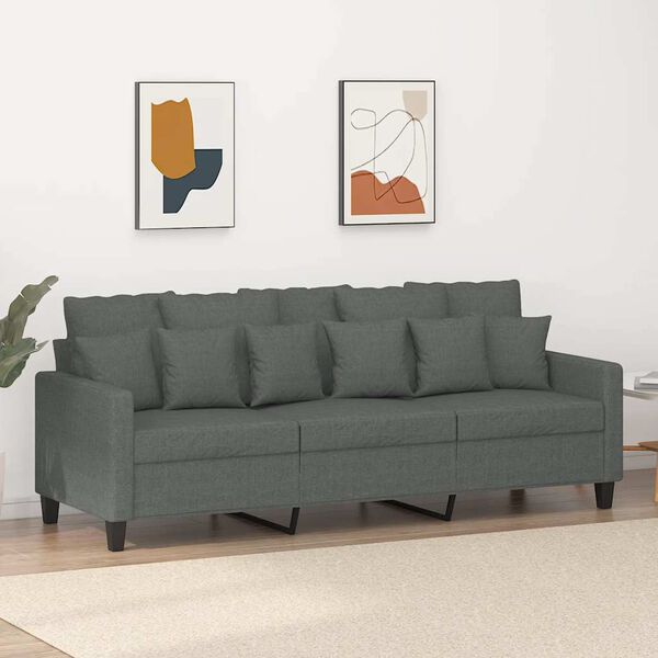 vidaXL 3-seater Sofa Dark Gray Fabric (100% polyester), Metal, Textilene