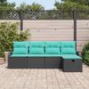vidaXL Garden Sofa Set with Cushion 5 pcs Black Poly rattan