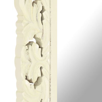 vidaXL Hand Carved Mirror White 43.3"x19.7" Solid Mango Wood