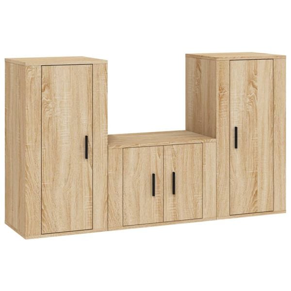 vidaXL TV Cabinet Set Set of 3 Sonoma Oak Engineered Wood Medium