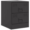 vidaXL Bedside Cabinet Set of 2 Black Steel Medium Bedside Cabinet