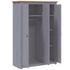 vidaXL Wardrobe Gray Solid Pine Wood Large Wardrobe Rectangular